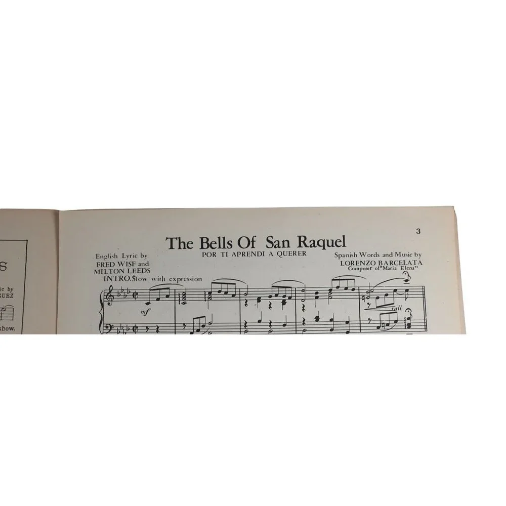 The Bells Of San Raquel 1934 Vintage Sheet Music Piano Voice Easy Listening
